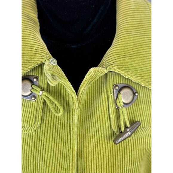 Liz Claiborne Womens XL Green Corduroy Toggle Coat Jacket Retro Duffle Style - Picture 7 of 14